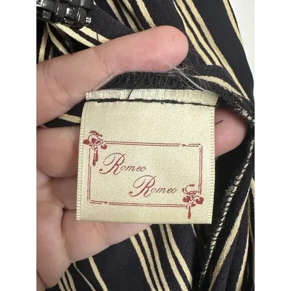 Vintage Romeo Romeo Rayon USA Button Stripe Long Sleeve Maxi Dress Size Large - Picture 5 of 7